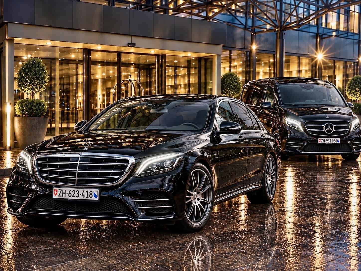 Globetransporte Mercedes-Benz S 450 4MATIC and V-Class 4MATIC premium chauffeur vehicles.